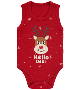 Civil Baby Geyik Baskıl 1-18 Ay Çıtçıtlı Badi - Kırmızı