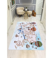 Modern Desenli Dijital Baskı Kaymaz Taban Halı H0296