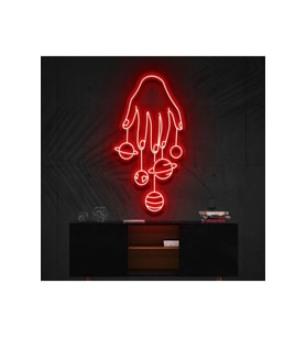 El Gezegenler Galaksi Figürlü Dekoratif Neon Tabela