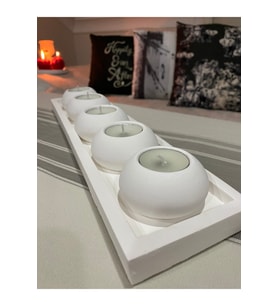 El Yapımı 5'li Beton Tabaklı Beton Mumluk Set Beton Tealight Set, Mumlar Dahildir.
