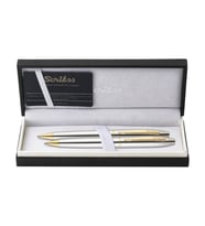 Scrikss Noble 35 Tükenmez Kalem ve Mekanik Kurşun Kalem İkili Set Krom-Altın 