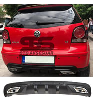 Volkswagen Polo Difüzör Arka Tampon Eki 2 Egzoz Çıkışlı Siyah