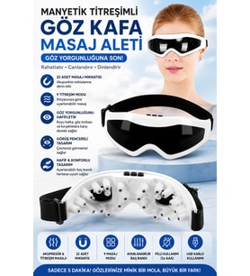 Manyetik Titreşimli Göz Kafa Masaj Aleti Pilli USB Şarj Kablolu Göz Çevresi Baş Masaj Cihazı