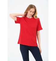 Kadın Bisiklet Yaka Kısa Kollu  Basic T-Shirt - İnterlok Kumaş