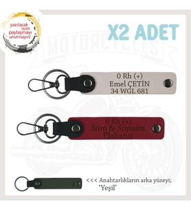 Yol Tutkunlarına, İsim Plaka ve 0+ Kan Grubu Yazılı Kişiye Özel x2 Anahtarlık Set, Kırmızı-Pudra-Ysl (Çok Renkli)