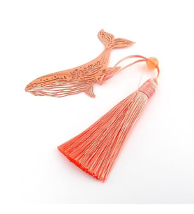 Balina Motifli Okyanus Rose Bookmark Metal Ayraç Kitap Ayracı AY094