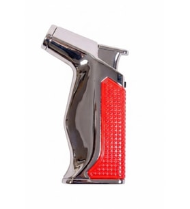Parmida Tek Torch Pürmüz Gümüş-Kırmızı Masa Tipi Metal Puro Çakmağı