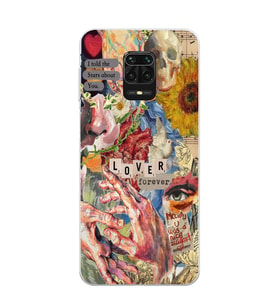 Redmi Note 9 Pro/Note 9S Uyumlu Aesthetic Vintage Kolaj Desenli Şeffaf Telefon Kılıfı