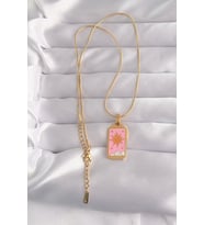 Northcity 316L Çelik Gold Renk Pembe Mineli Güneş Model Tarot Kolye 5886