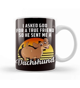 Retro True Friend Dachshund Dog Breed Puppy Pet Kupa Bardak Porselen