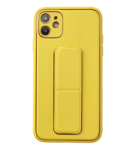 Newface Apple iPhone 12 Kılıf Coco Deri Standlı Kapak - Sarı