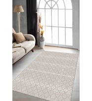 Bej Sade Desensiz Kaymaz Tabanlı Dekoratif Halı RV193 - 100 x 160 cm