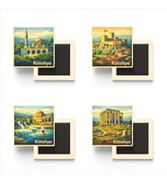 Kütahya - Baskılı Buzdolap Magneti Kare - 9x9 cm - 4 Adet