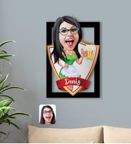 BK Gift Kişiye Özel İsimli Kadın Karikatürlü 3D Ahşap Tablo-30