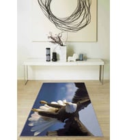 Mavi Kartal Desenli Kaymaz Tabanlı Dekoratif Halı RV321 - 100 x 160 cm