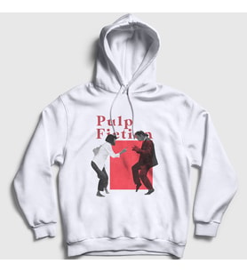 Presmono Unisex Beyaz Dance Film Pulp Fiction Kapüşonlu Sweatshirt 248412tt