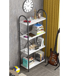 Metal Kitaplık Beyaz 150 cm