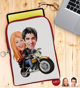 BK Gift Kişiye Özel Sevgililer Karikatürlü Taşınabilir Koruyucu Tablet Kılıfı & Organizer Çanta - Kırmızı-17