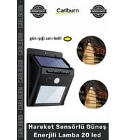 Özel Üretim Solar Bahçe Aydınlatma Dış Mekan Sarı Işık Hareket Sensörlü Güneş Enerjili Lamba 20 led