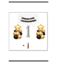 1 Yaş - Gümüş Silver Folyo Balon Parti Seti + Balon Pompası Hediye