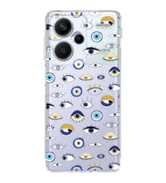 PrintiFy Xiaomi Redmi Note 13 Pro 4G ile Uyumlu Nazar Boncuğu 2  Kamera Korumalı Şeffaf  Kılıf