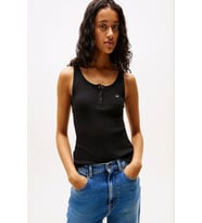 Tommy Jeans TJW SLIM BUTTON TANK Kadın siyah Atlet DW0DW19492BDS