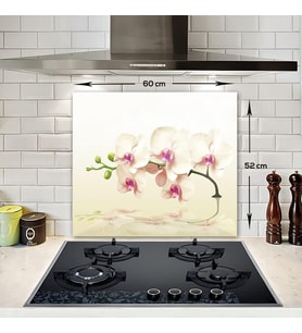 Krem Orkide Cam Ocak Arkası Koruyucu 52cm X 60cm