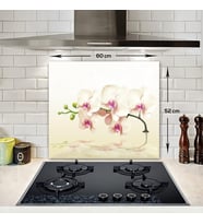 Krem Orkide Cam Ocak Arkası Koruyucu 52cm X 60cm