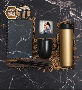 Mermer Desen Defter, Suluk, Kupa, Fotoğraf Çerçevesi, Tütsü  Hediye Kutusu 