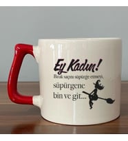 Ey Kadın! Baskılı Kadınlar Günü Kırmızı Kulplu D Kupa