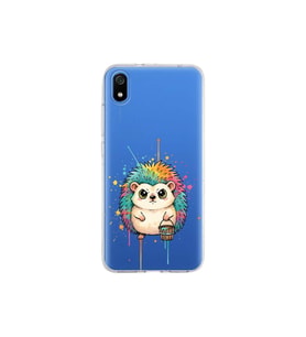 Redmi 7A ile Uyumlu Splash Kirpi Tasarımlı Şeffaf Silikon Kılıf