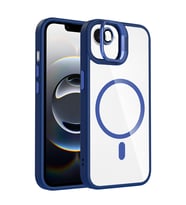 Apple iPhone 16E Kılıf Kamera Lens Hediyeli Standlı M-Safe Şarj Özellikli Etro K (Lacivert)