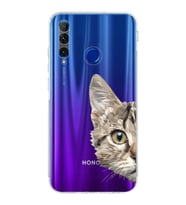 Huawei Honor 20 Lite Uyumlu Kamera korumalı Kapak Catface Tasarımlı  Şeffaf Kılıf