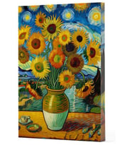 Van Gogh 10 - Ayçiçekleri Çizgili Yan Boyamalı Defter