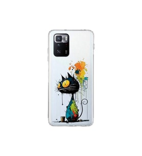 Poco X3 GT ile Uyumlu Splash Kedi Tasarımlı Şeffaf Silikon Kılıf