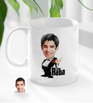 BK Gift Kişiye Özel Babalar Günü Hediyesi Godfather Baba Karikatürlü Kupa Bardak-1 (Beyaz)