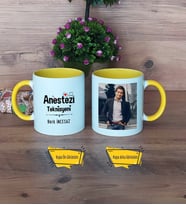 Anestezi Teknisyeni Kupa Bardak Sarı Fotoğraflı Tıp Bayramı Hediyesi