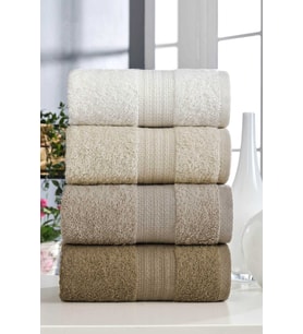 4 Lü El Yüz Havlu Seti %100 Pamuklu Gökkuşağı 50x85 Cm Kahve (Çok Renkli)
