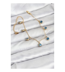 Mey İthalat® 316L Çelik Gold Renk Minimal Nazar Model Kadın Bileklik