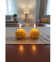 BONCUK TOP 2'Lİ HEDİYELİK DEKORATİF KAVUN KOKULU PARAFİN WAX MUM (SARI RENKLİ)