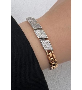 Kararmaz Renk Atmaz Xuping Rose Gold Üçgen Geometrik Zirkon Taşlı Kadın Çelik Bileklik