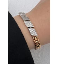Kararmaz Renk Atmaz Xuping Rose Gold Üçgen Geometrik Zirkon Taşlı Kadın Çelik Bileklik