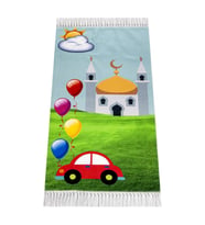 Dijital Baskılı Çocuk Seccadesi - Arabalı Camili - 44 X 78 cm