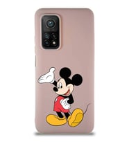 Xiaomi Mi 10T Soft Premier Kapak Mickey Mouse-C Tasarımlı Silikon Kılıf - Pudra (Şeffaf)