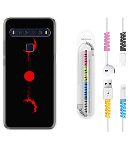TCL 10L 10 Plus 10SE 20E 20SE 30SE L7 Kılıf Kablo Koruma Spiral Silikon Red Moon 1710