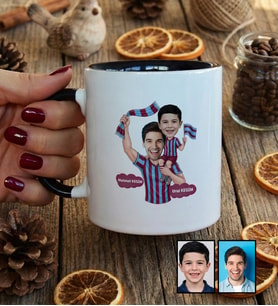 Kişiye Özel Karikatürlü Bordo Mavi Taraftar Baba Oğul Kupa Bardak Babalar Günü Hediyesi