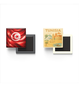 Buzdolap Magnetleri - Tunus Bayrağı ve Paper Cut Tema - 2'li Set Magneti