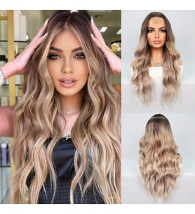 Kumral Platin Ombre Balköpüğü Röfleli Tül Peruk