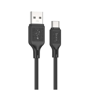 HOCO X90 USB to Type-C 3A Silikon Hızlı Şarj ve Data Kablosu (Siyah)