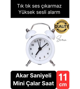 Sessiz Çalışan Yüksek Sesli Alarmlı Retro Tasarım Analog Masaüstü Çanlı Mini Çalar Saat Başucu 11 cm